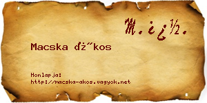 Macska Ákos névjegykártya